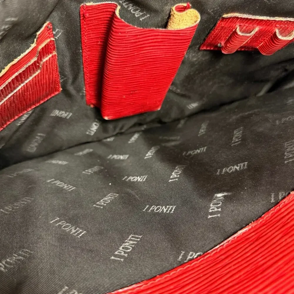 Vintage I Ponti Firenze Red Epi Leather Briefcase Bag Handbag Italy AS IS